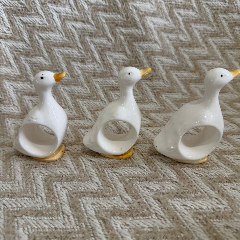 Vintage Bone China Duck Goose Napkin Rings Set of 6 - Picture 3 of 7